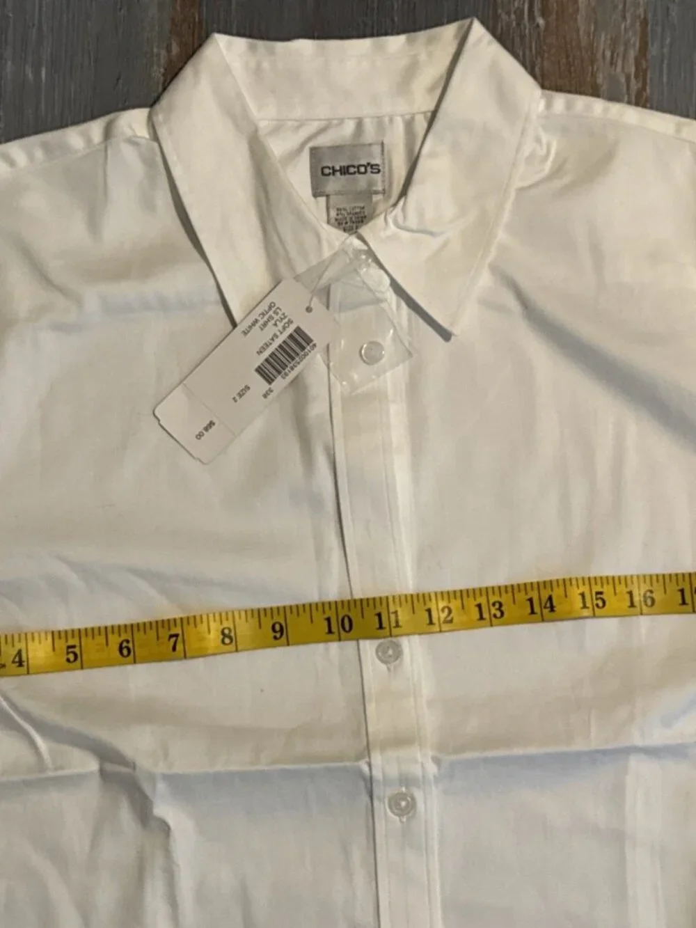 Y2K Chico's White Shirt Womens Oxford Long Sleeve Button Down Career Stretch NEW
